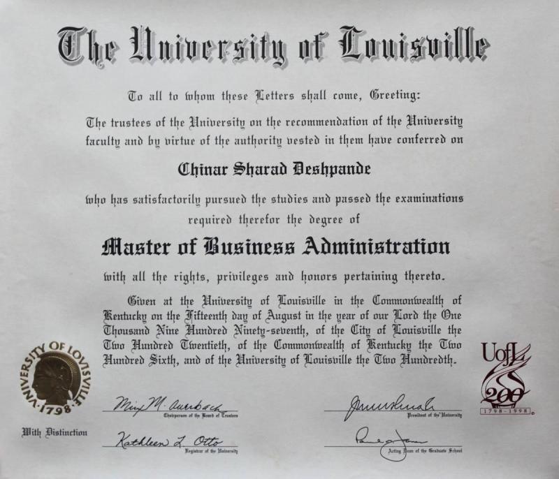 Master of Business Administration (MBA) Certificate